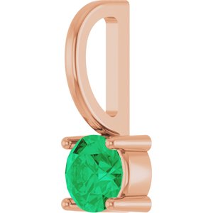 14K Rose Gold Imitation Emerald Solitaire Charm/Pendant – image 2
