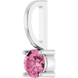 14K White Gold Imitation Pink Tourmaline Solitaire Charm/Pendant – image 2