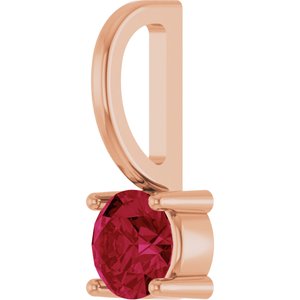 14K Rose Gold Lab-Grown Ruby Solitaire Charm/Pendant – image 2