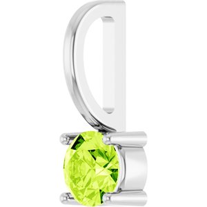 14K White Gold Imitation Peridot Solitaire Charm/Pendant – image 2