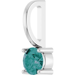 14K White Gold Imitation Alexandrite Solitaire Charm/Pendant – image 2