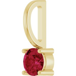 14K Yellow Gold Lab-Grown Ruby Solitaire Charm/Pendant – image 2