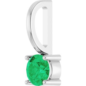 Platinum Imitation Emerald Solitaire Charm/Pendant – image 2