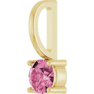 14K Yellow Gold Imitation Pink Tourmaline Solitaire Charm/Pendant – image 2