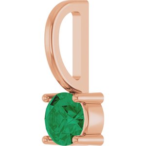 14K Rose Gold Lab-Grown Emerald Solitaire Charm/Pendant – image 2