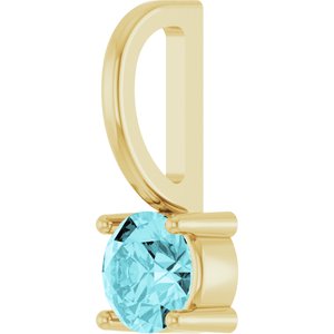 14K Yellow Imitation Blue Zircon Solitaire Charm/Pendant