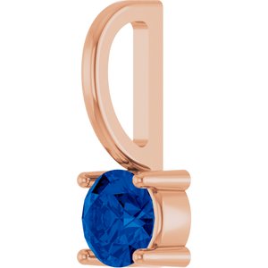 14K Rose Imitation Blue Sapphire Solitaire Charm/Pendant