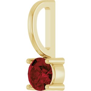 14K Yellow Gold Imitation Mozambique Garnet Solitaire Charm/Pendant – image 2
