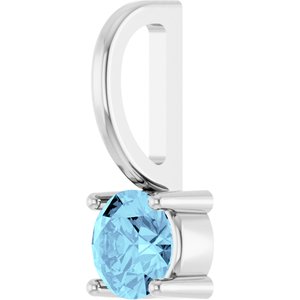 Platinum Imitation Aquamarine Solitaire Charm/Pendant – image 2