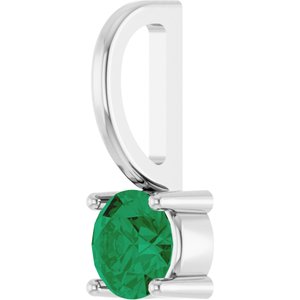 Sterling Silver Lab-Grown Emerald Solitaire Charm/Pendant – image 2