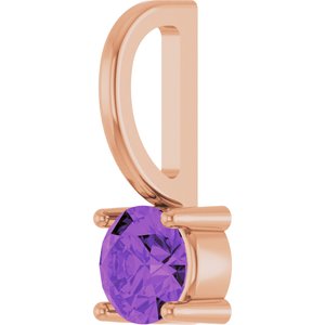 14K Rose Gold Imitation Amethyst Solitaire Charm/Pendant – image 2