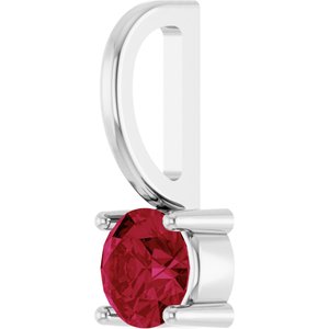 Platinum Imitation Ruby Solitaire Charm/Pendant – image 2