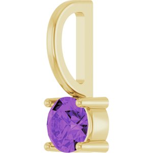14K Yellow Gold Imitation Amethyst Solitaire Charm/Pendant – image 2