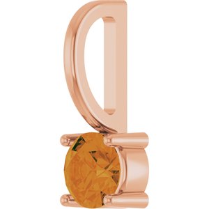 14K Rose Gold Imitation Citrine Solitaire Charm/Pendant