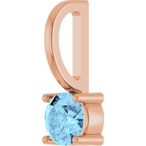 14K Rose Gold Imitation Aquamarine Solitaire Charm/Pendant – image 2