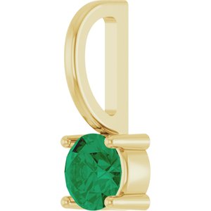 14K Yellow Gold Lab-Grown Emerald Solitaire Charm/Pendant – image 2
