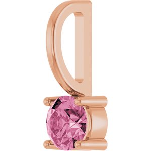 14K Rose Gold Imitation Pink Tourmaline Solitaire Charm/Pendant – image 2