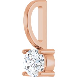 14K Rose Gold Imitation Diamond Solitaire Charm/Pendant – image 2