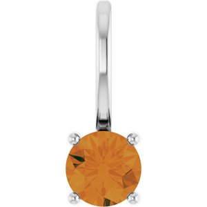 14K White Gold Imitation Citrine Solitaire Charm/Pendant