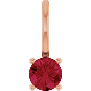 14K Rose Gold Lab-Grown Ruby Solitaire Charm/Pendant