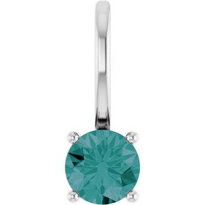 14K White Gold Imitation Alexandrite Solitaire Charm/Pendant