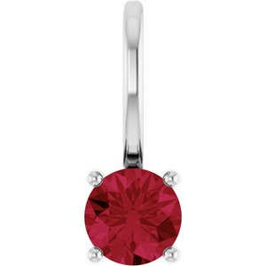 Platinum Imitation Ruby Solitaire Charm/Pendant