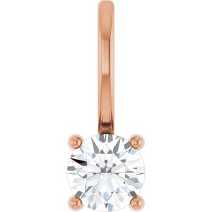 18K Rose Gold 4 mm Round Solitaire Charm/Pendant Mounting