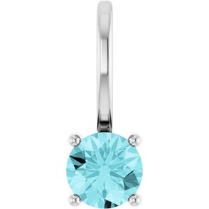 Platinum Imitation Blue Zircon Solitaire Charm/Pendant