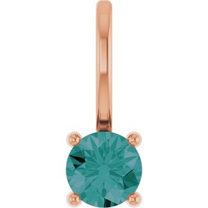14K Rose Imitation Alexandrite Solitaire Charm/Pendant