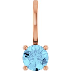 14K Rose Imitation Aquamarine Solitaire Charm/Pendant