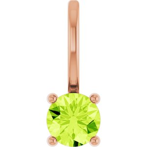 14K Rose Imitation Peridot Solitaire Charm/Pendant