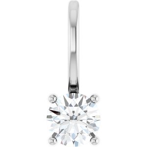 14K White Gold Imitation Diamond Solitaire Charm/Pendant