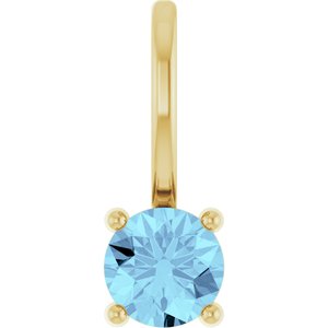 14K Yellow Gold Imitation Aquamarine Solitaire Charm/Pendant