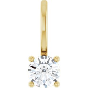 14K Yellow Gold Imitation Diamond Solitaire Charm/Pendant