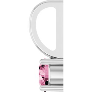 Platinum Imitation Pink Tourmaline Solitaire Charm/Pendant – image 3