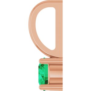 14K Rose Imitation Emerald Solitaire Charm/Pendant