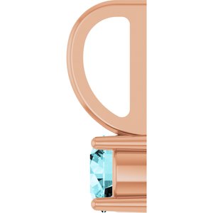 14K Rose Imitation Blue Zircon Solitaire Charm/Pendant
