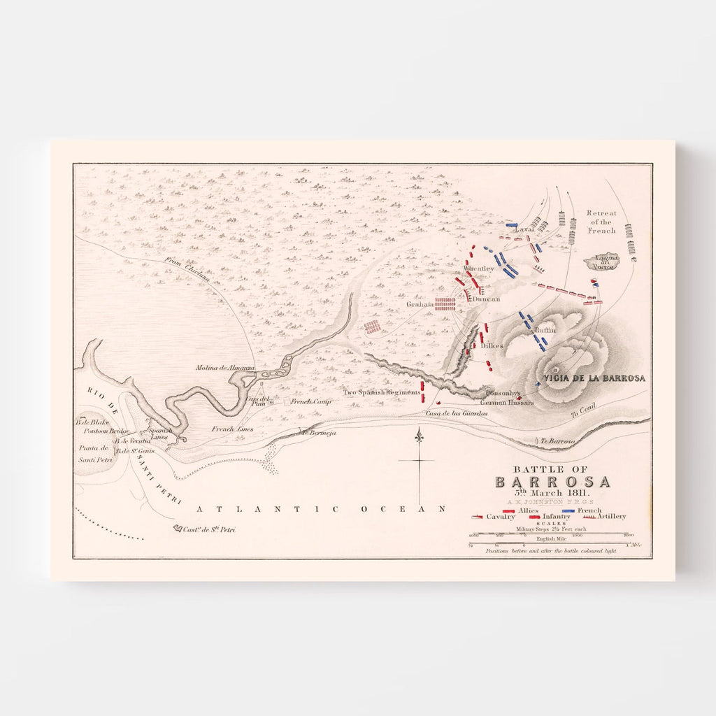 Vintage Map of the Battle of Barossa, 1811
