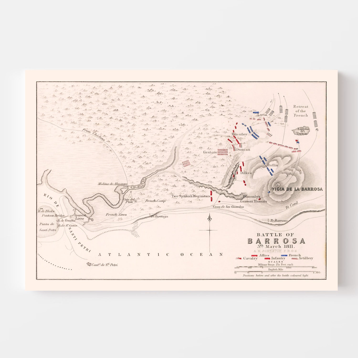 Vintage Map of the Battle of Barossa, 1811