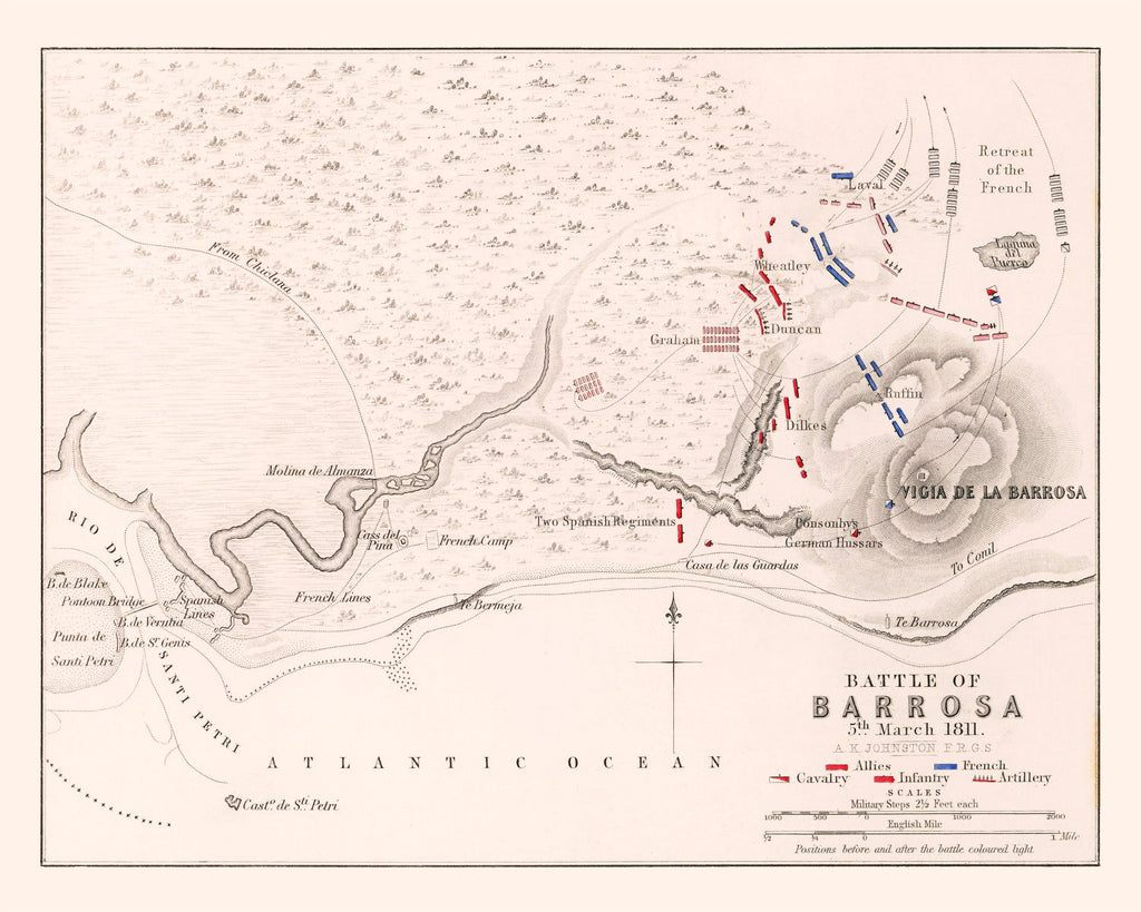 Vintage Map of the Battle of Barossa, 1811
