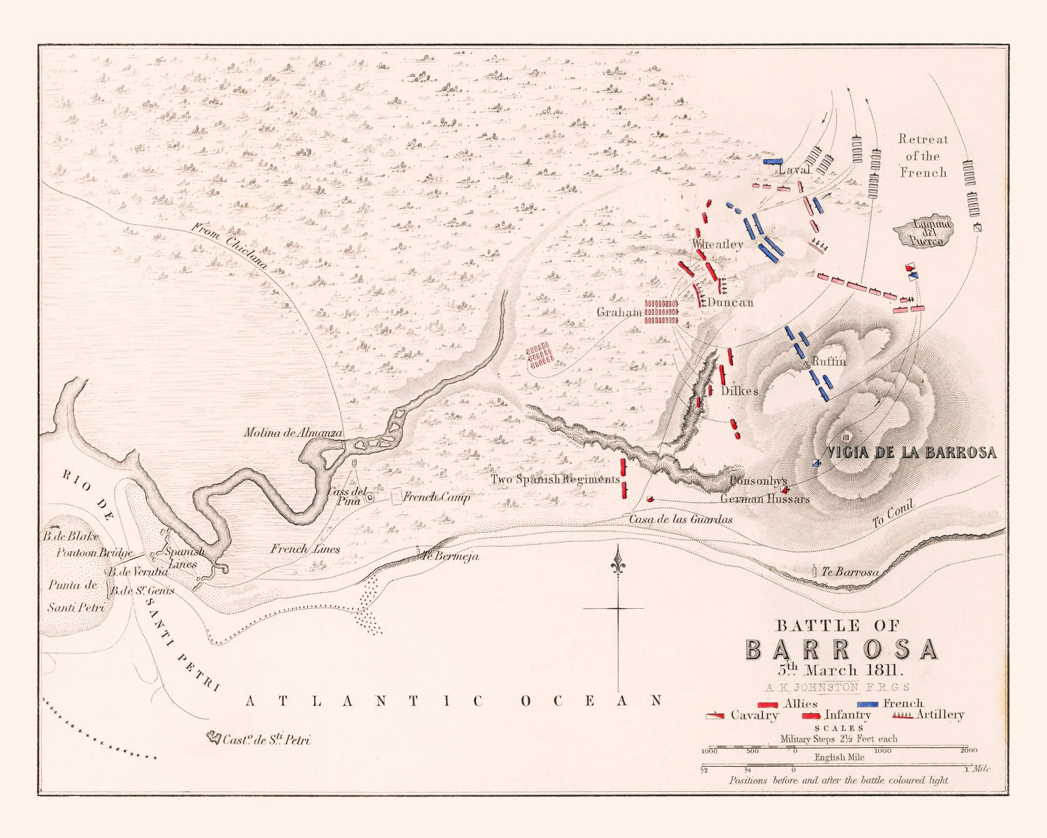 Vintage Map of the Battle of Barossa, 1811