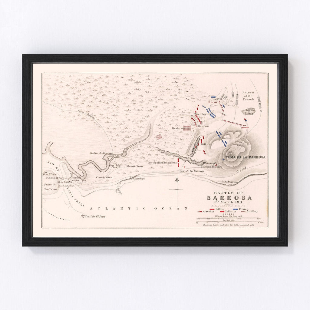 Vintage Map of the Battle of Barossa, 1811