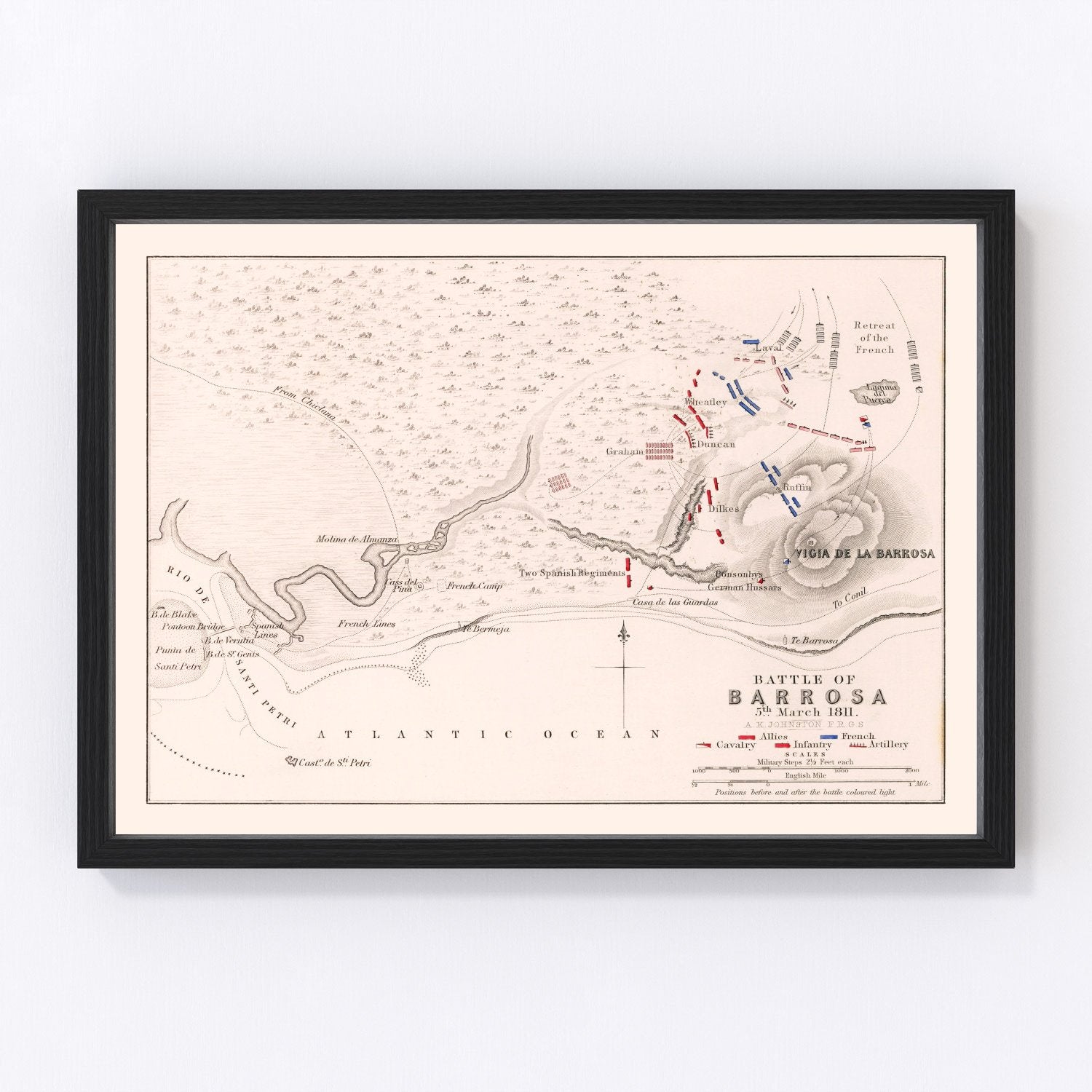 Vintage Map of the Battle of Barossa, 1811