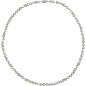 14K White Gold Cultured Gray Freshwater Pearl 18" Necklace