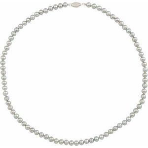 14K White Gold Cultured Gray Freshwater Pearl 16" Necklace