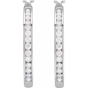 14K White Gold 1 CTW Natural Diamond Hoop Earrings – image 2
