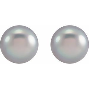 14K White Gold 6.5-7 mm Cultured Gray Freshwater Pearl Earrings