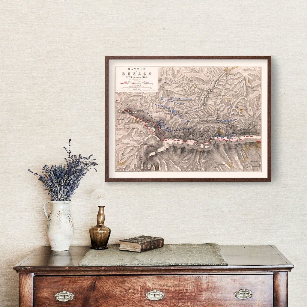 Vintage Map of the Battle of Busaco, 1810
