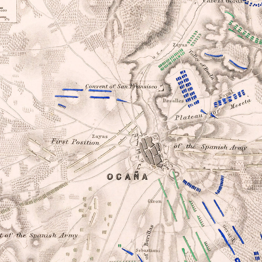Vintage Map of the Battle of Ocana, 1809