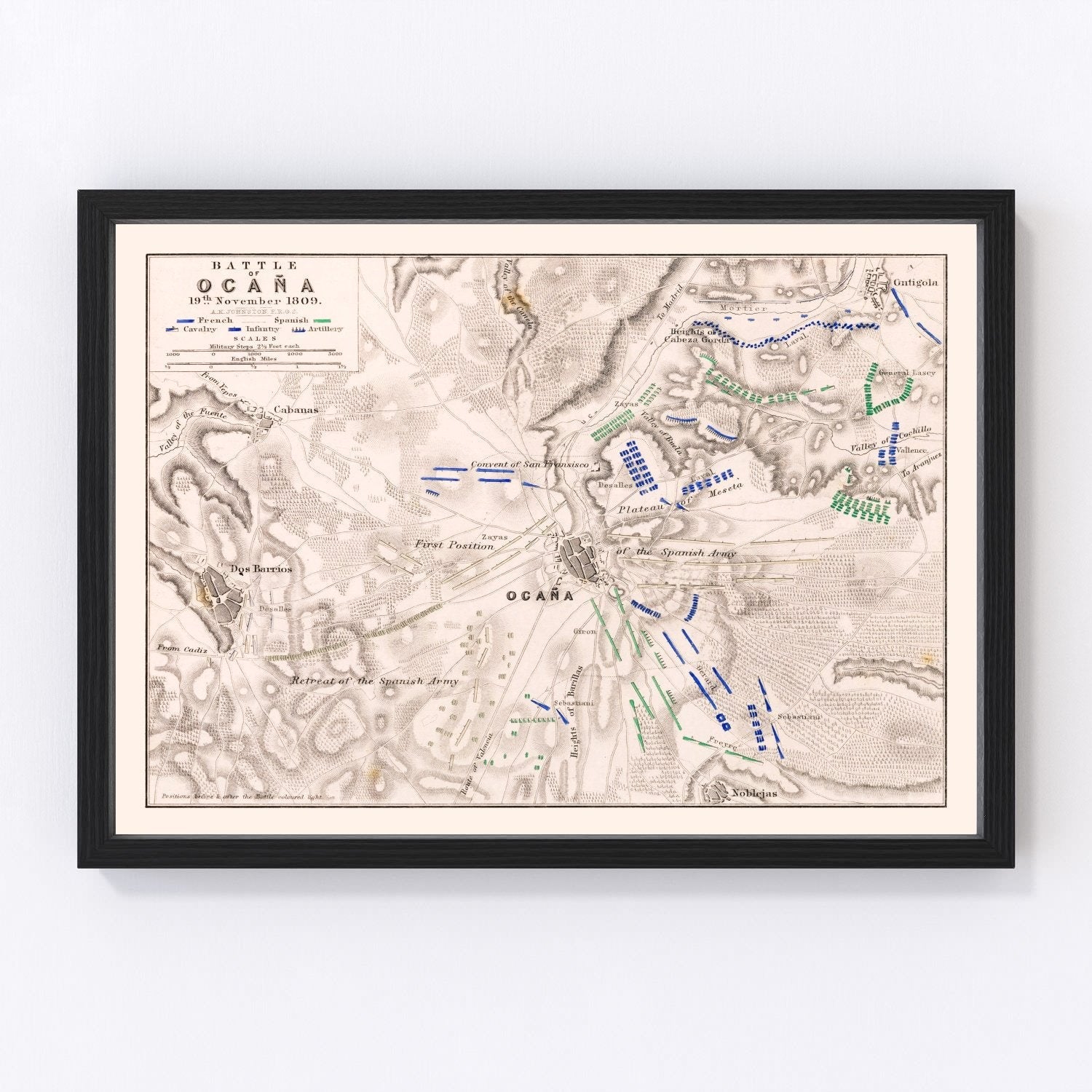 Vintage Map of the Battle of Ocana, 1809